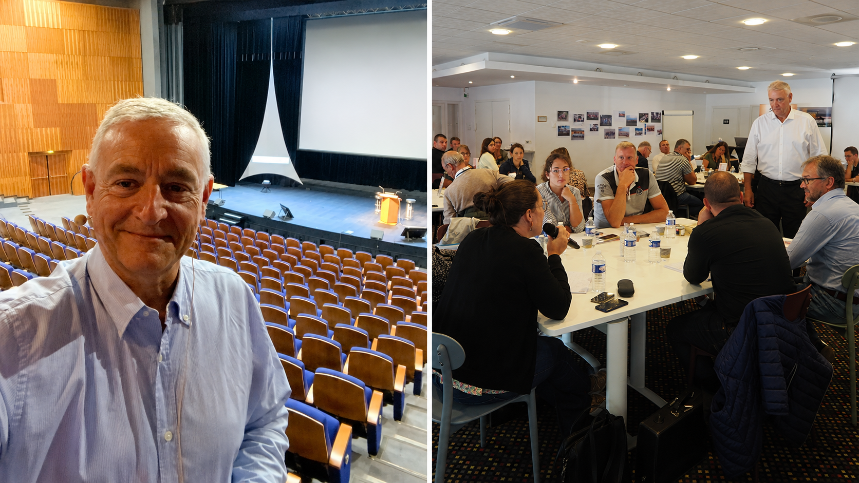 Jean-Luc Hudry avant une conférence en entreprise puis en atelier Optimisme Opérationnel avec les participants.